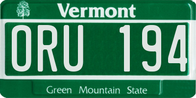 VT license plate ORU194