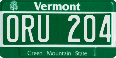 VT license plate ORU204