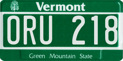 VT license plate ORU218