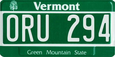 VT license plate ORU294