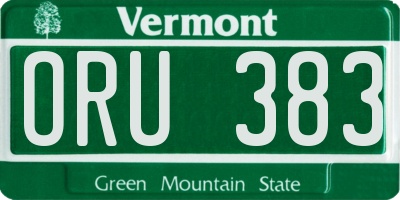 VT license plate ORU383