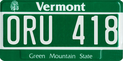 VT license plate ORU418