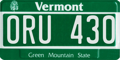VT license plate ORU430