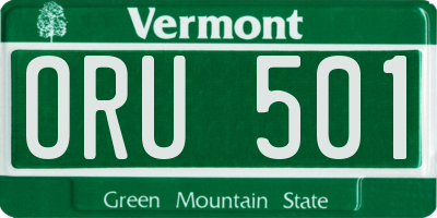 VT license plate ORU501