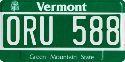 VT license plate ORU588