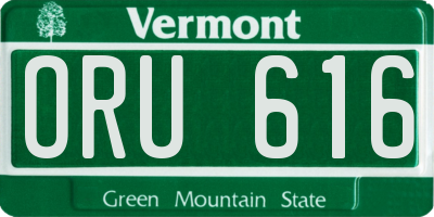 VT license plate ORU616