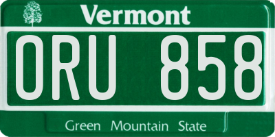 VT license plate ORU858