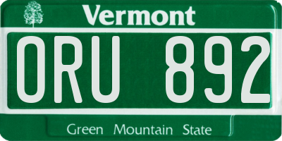 VT license plate ORU892