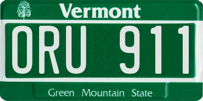 VT license plate ORU911