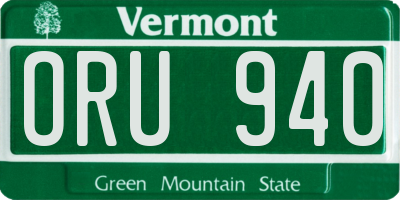 VT license plate ORU940