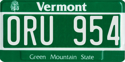 VT license plate ORU954