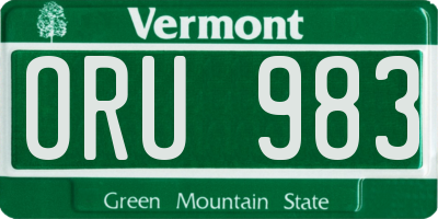 VT license plate ORU983