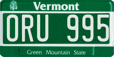 VT license plate ORU995