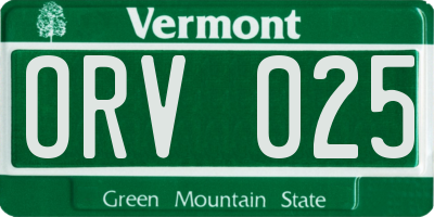VT license plate ORV025