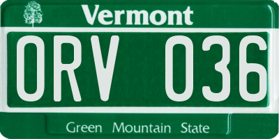 VT license plate ORV036