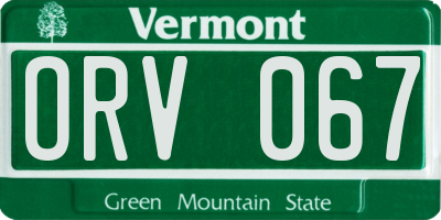 VT license plate ORV067