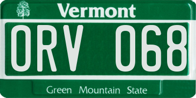 VT license plate ORV068