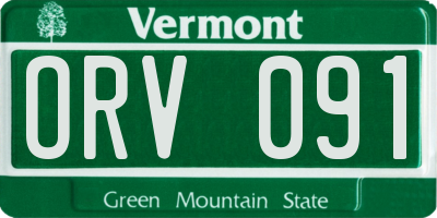 VT license plate ORV091