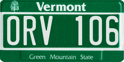 VT license plate ORV106