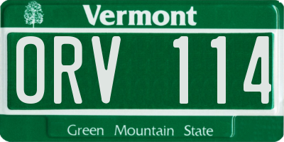 VT license plate ORV114