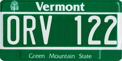 VT license plate ORV122