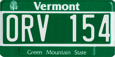 VT license plate ORV154
