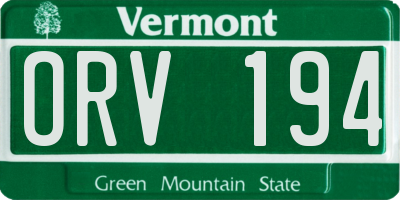 VT license plate ORV194