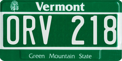 VT license plate ORV218