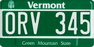 VT license plate ORV345