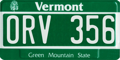 VT license plate ORV356