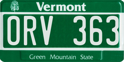 VT license plate ORV363