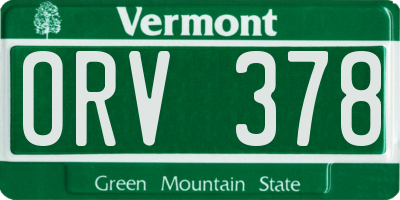 VT license plate ORV378