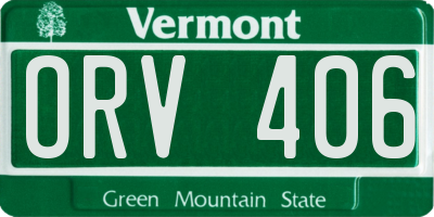 VT license plate ORV406