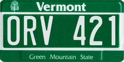 VT license plate ORV421