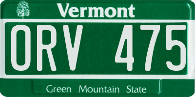 VT license plate ORV475