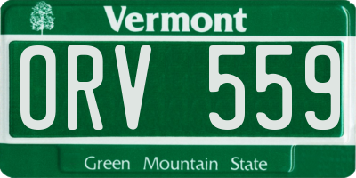 VT license plate ORV559