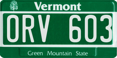 VT license plate ORV603