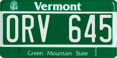 VT license plate ORV645