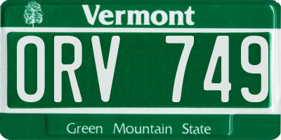 VT license plate ORV749