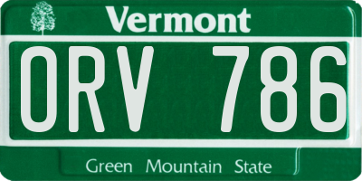 VT license plate ORV786