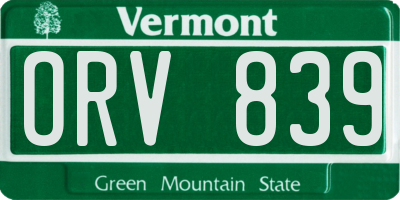 VT license plate ORV839