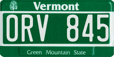 VT license plate ORV845