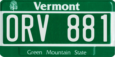 VT license plate ORV881