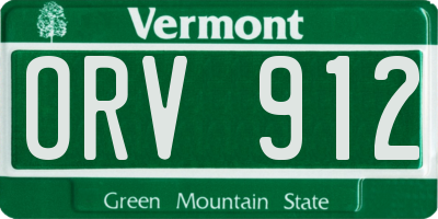 VT license plate ORV912