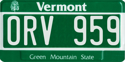 VT license plate ORV959