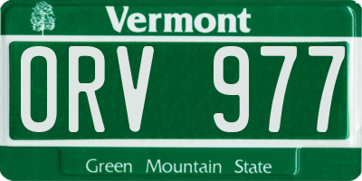 VT license plate ORV977