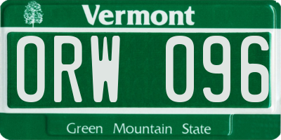 VT license plate ORW096