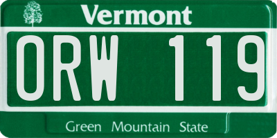 VT license plate ORW119