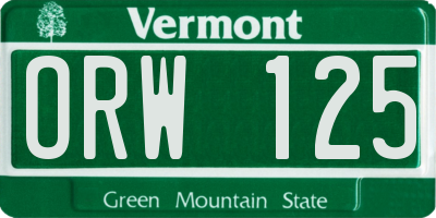VT license plate ORW125