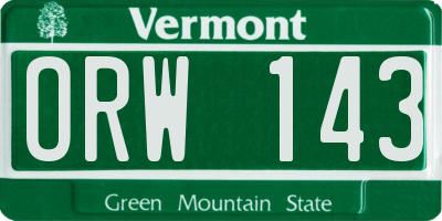 VT license plate ORW143